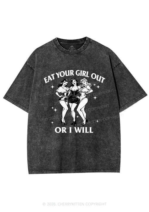 Eat Your Cowgirls Out Pride Y2K Shirts Washed Tee Cherrykitten