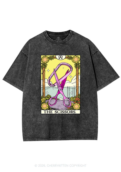 Pink Scissors Tarot Pride Y2K Shirts Washed Tee Cherrykitten