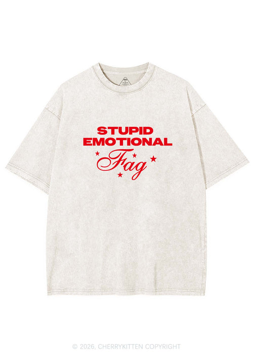 Stupid Emotional Fag Pride Y2K Shirts Washed Tee Cherrykitten