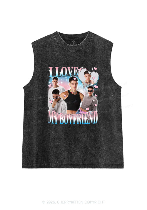 Custom I Love My Trans GF Pride Y2K Washed Muscle Tank Cherrykitten