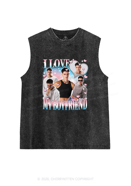 Custom I Love My Trans GF Pride Y2K Washed Muscle Tank Cherrykitten