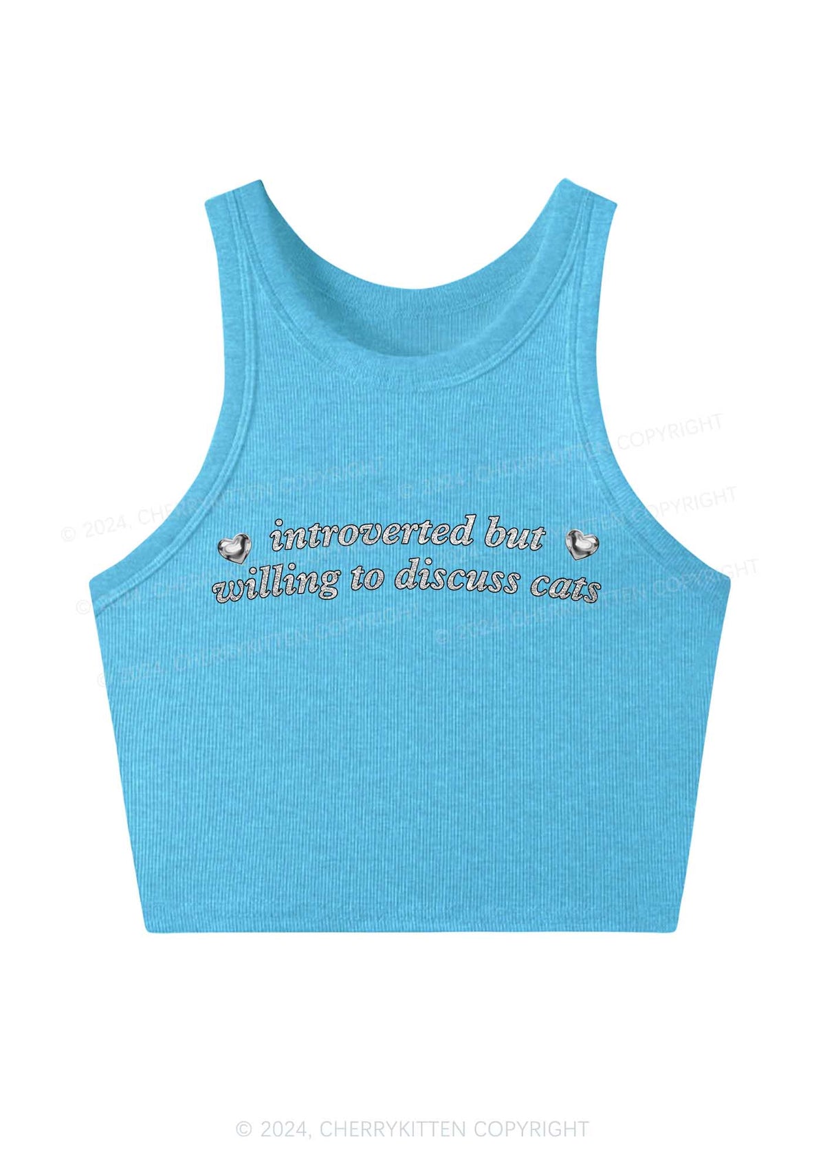 Willing To Discuss Cats Y2K Crop Tank Top Cherrykitten