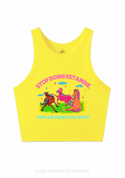 Horses With Anxiety Y2K Crop Tank Top Cherrykitten