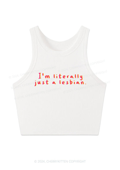 Just A Lesbian Y2K Crop Tank Top Cherrykitten