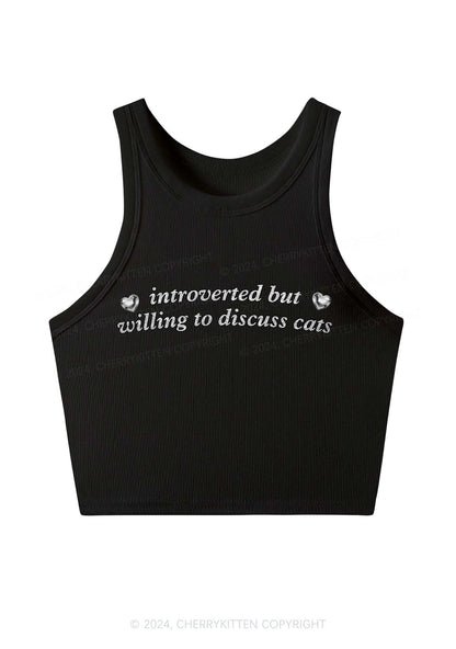 Willing To Discuss Cats Y2K Crop Tank Top Cherrykitten