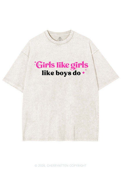 Girls Like Girls Like Boys Do Pride Y2K Shirts Washed Tee Cherrykitten