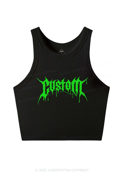 Custom Font Art Y2K Crop Tank Top Cherrykitten
