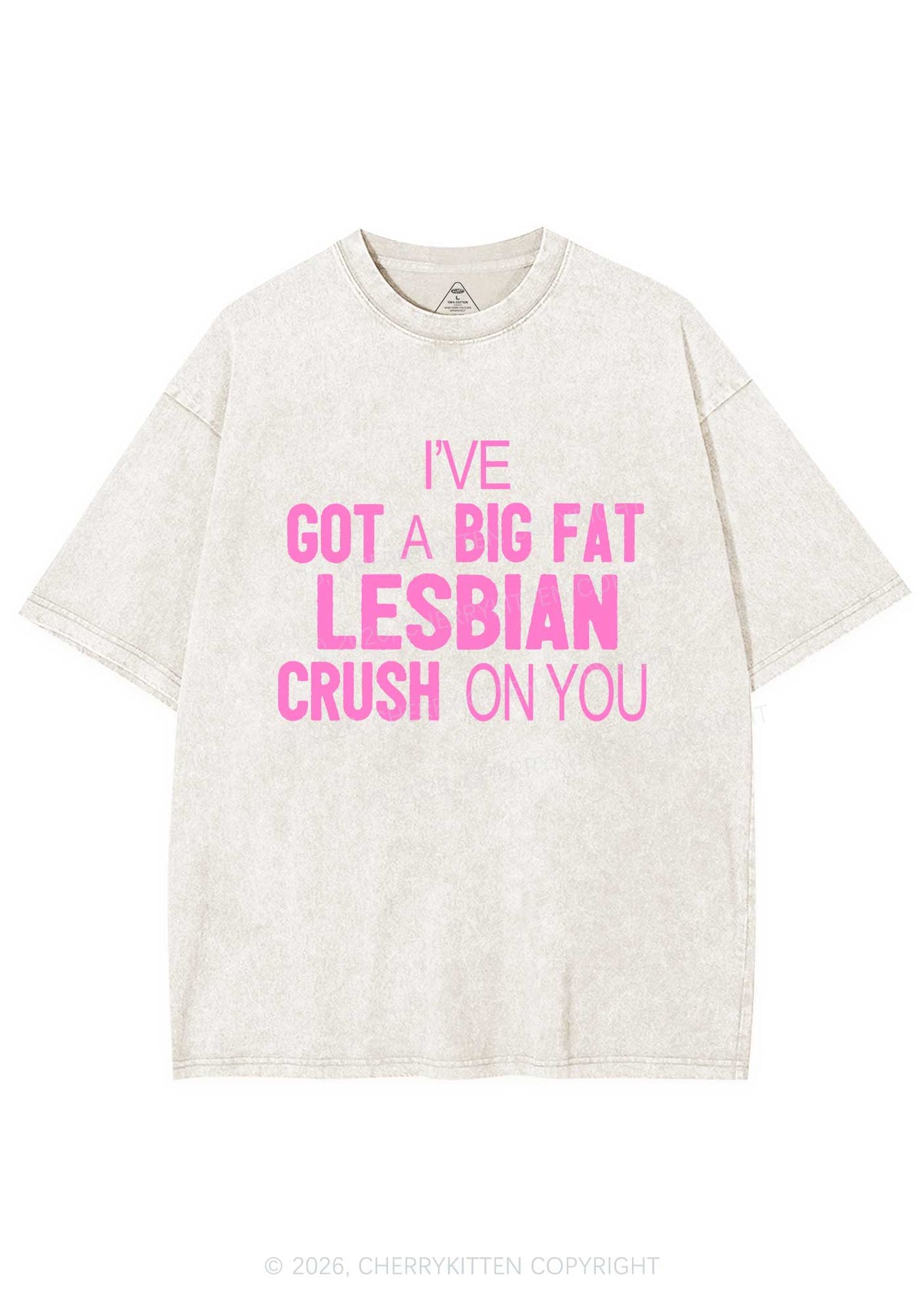 Big Fat Lesbian Crush Pride Y2K Shirts Washed Tee Cherrykitten