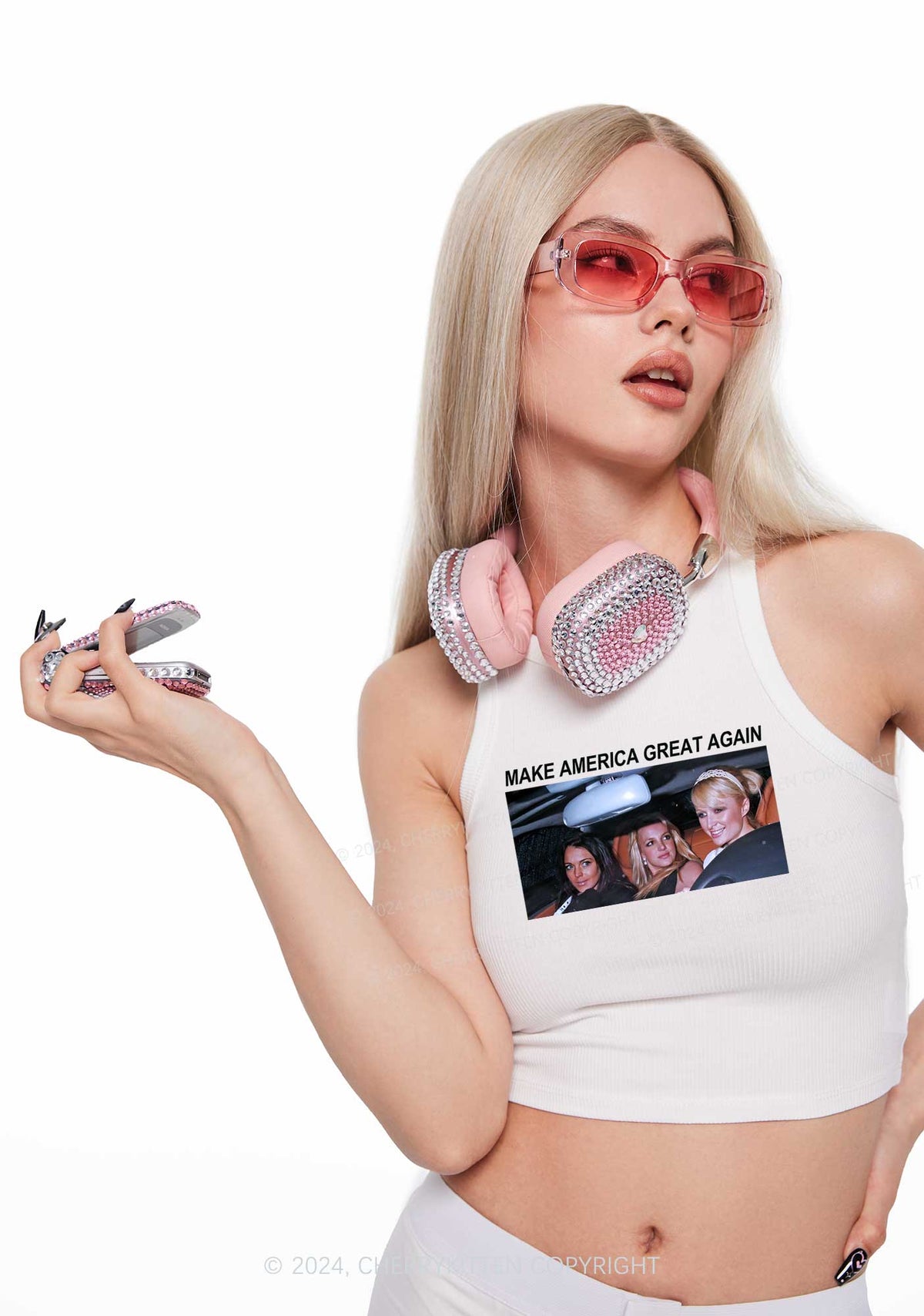 Make America Great Y2K Crop Tank Top Cherrykitten
