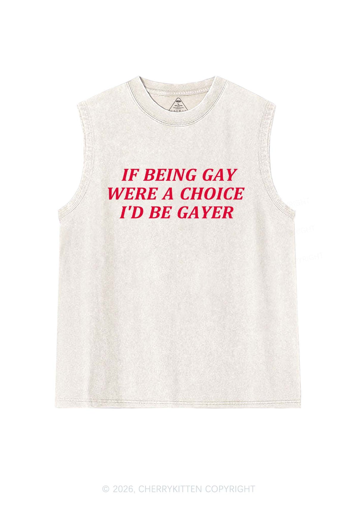 Being Gay Were A Choice Pride Y2K Washed Muscle Tank Cherrykitten
