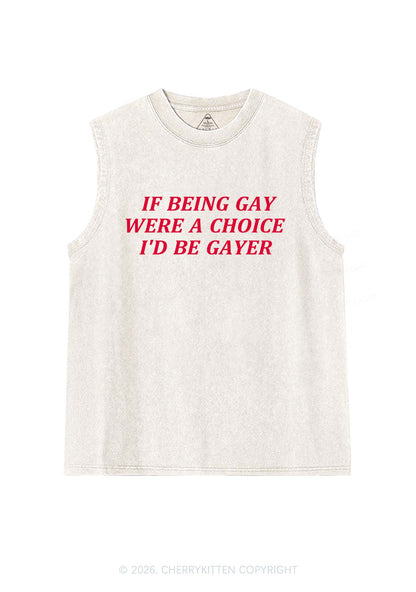 Being Gay Were A Choice Pride Y2K Washed Muscle Tank Cherrykitten