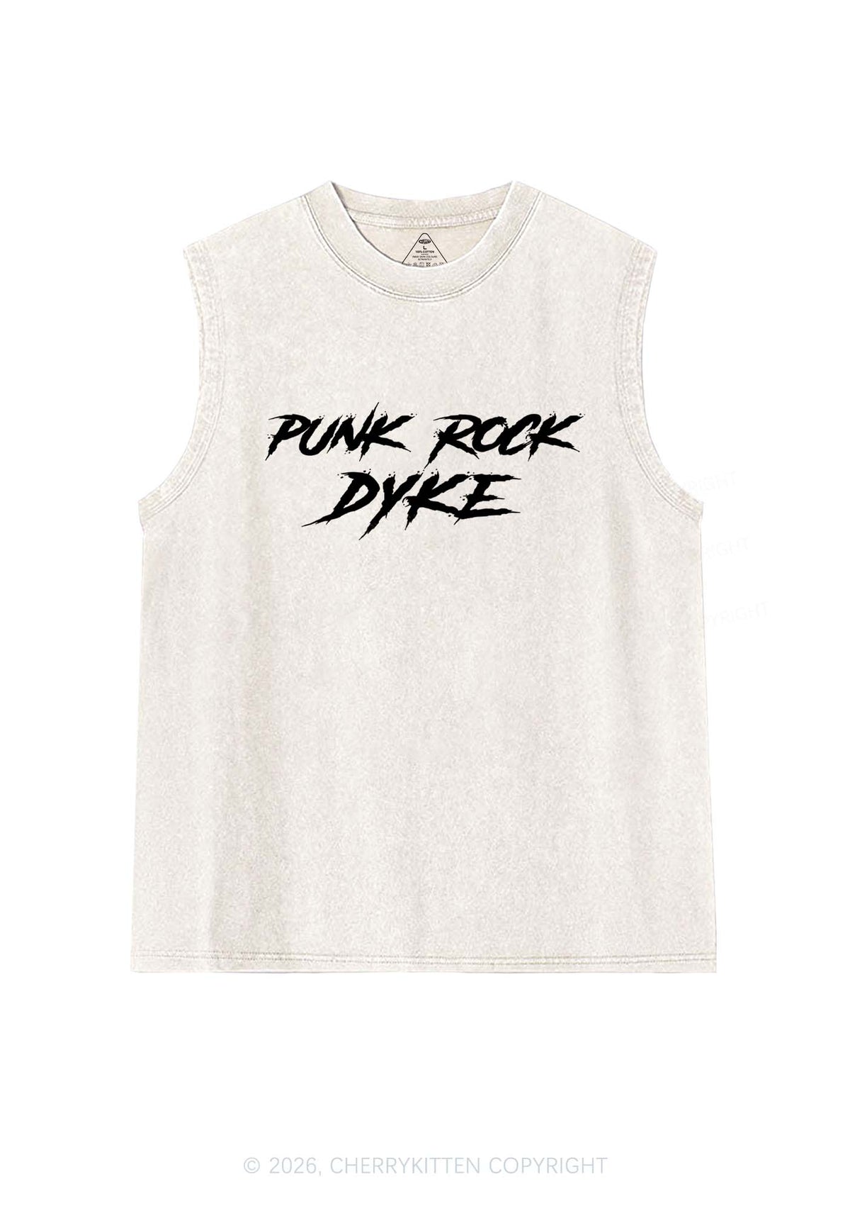 Punk Rock Dyke Pride Y2K Washed Muscle Tank Cherrykitten