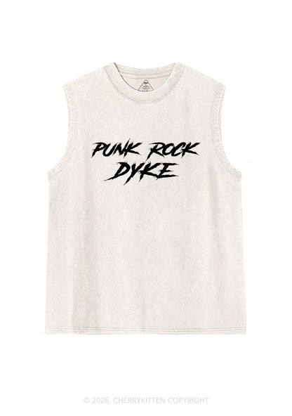 Punk Rock Dyke Pride Y2K Washed Muscle Tank Cherrykitten