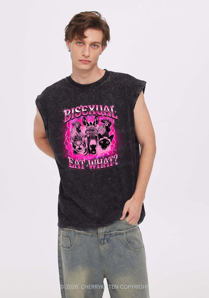 Bisexual Eat What Pride Y2K Washed Muscle Tank Cherrykitten