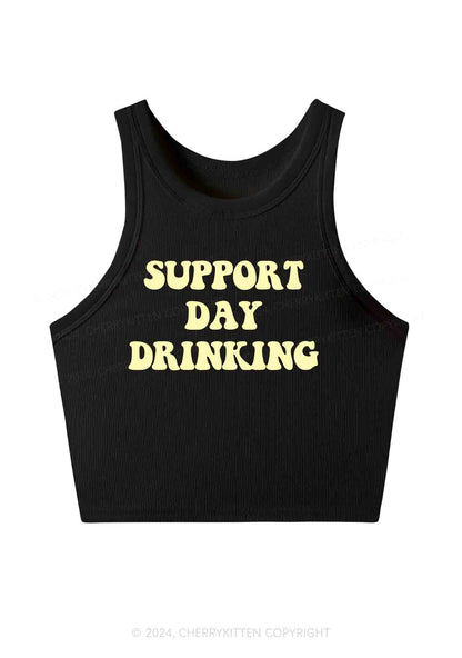 Support Day Drinking Y2K Crop Tank Top Cherrykitten