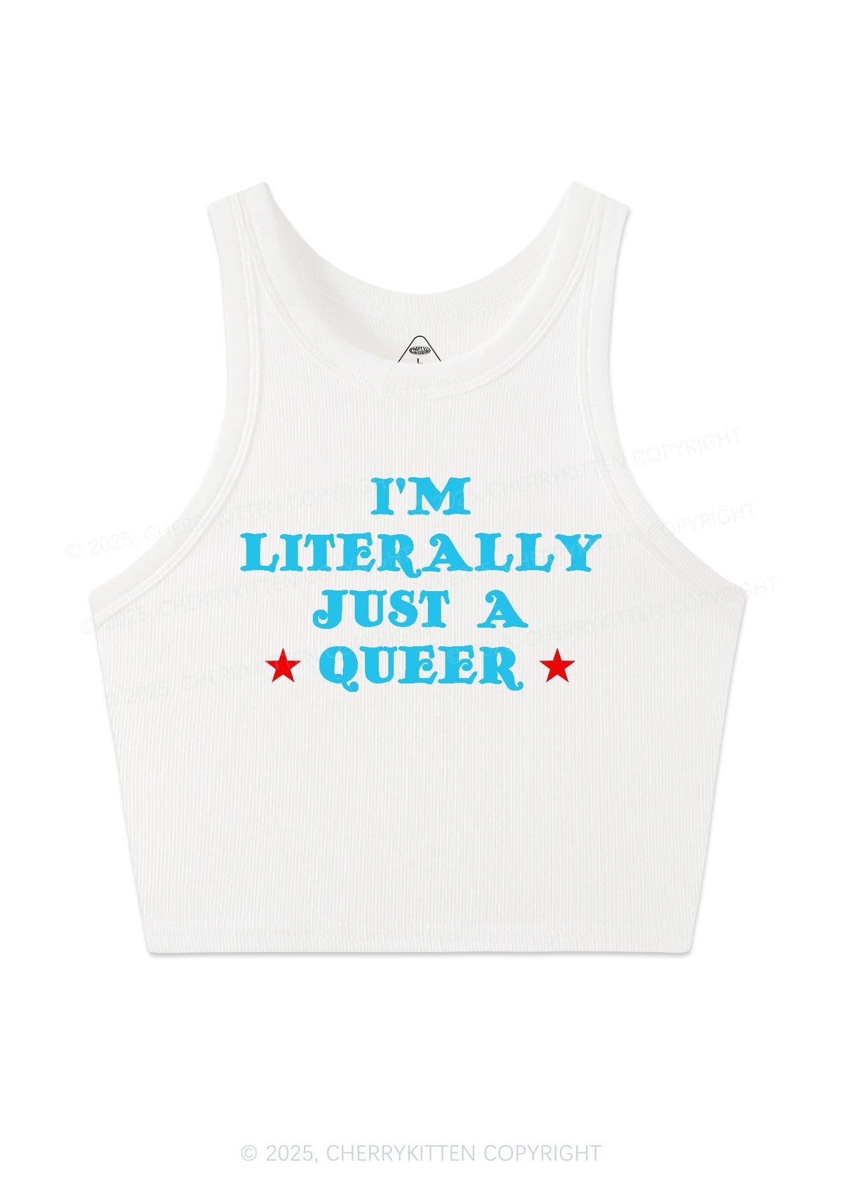 Just A Queer Pride Y2K Crop Tank Top Cherrykitten