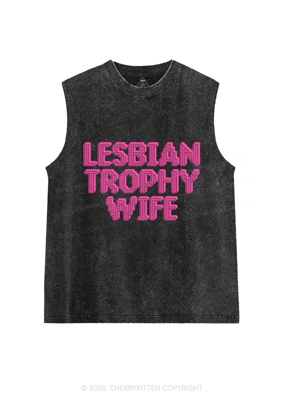 Lesbian Trophy Wife Pride Y2K Washed Muscle Tank Cherrykitten