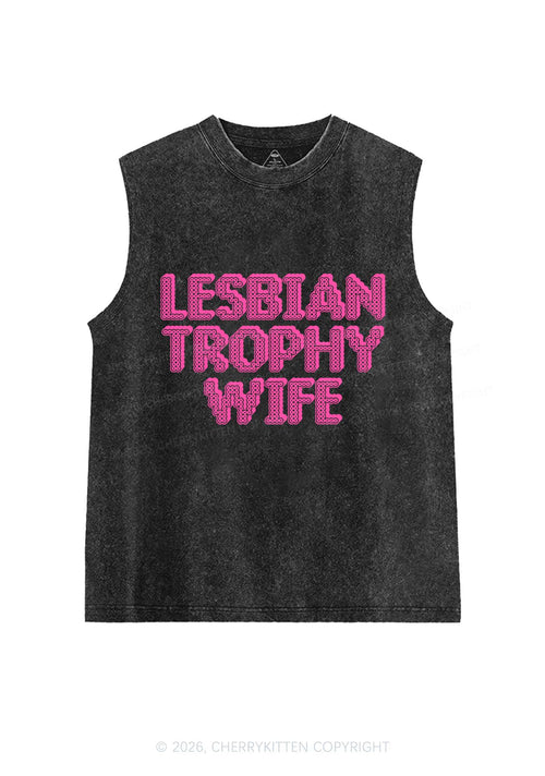 Lesbian Trophy Wife Pride Y2K Washed Muscle Tank Cherrykitten