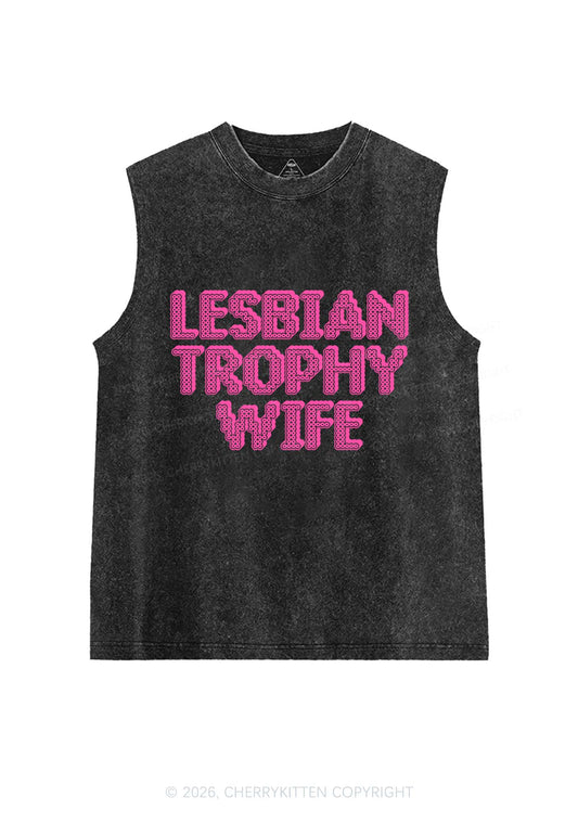 Lesbian Trophy Wife Pride Y2K Washed Muscle Tank Cherrykitten
