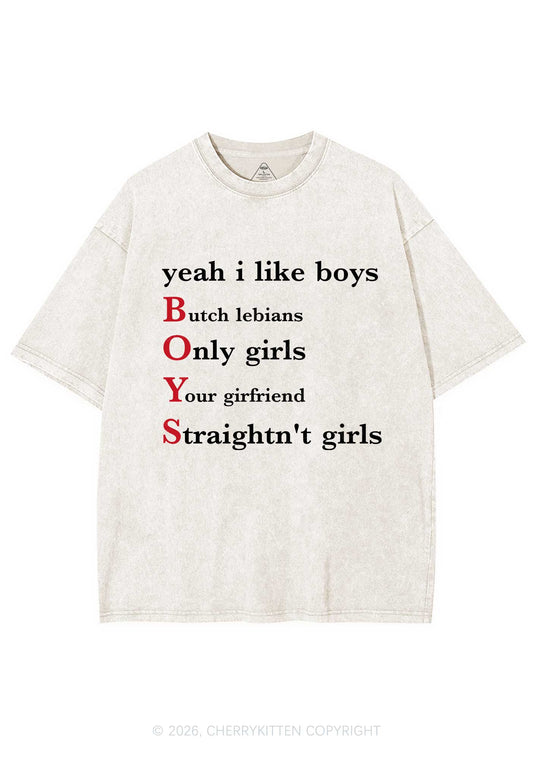 Yeah I Like Boys Pride Y2K Shirts Washed Tee Cherrykitten