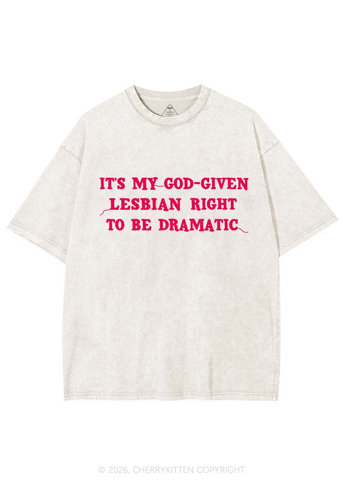God Given Lesbian Right Pride Y2K Shirts Washed Tee Cherrykitten