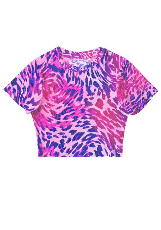 Bisexual Leopard Pride Y2K Mesh Crop Top Cherrykitten