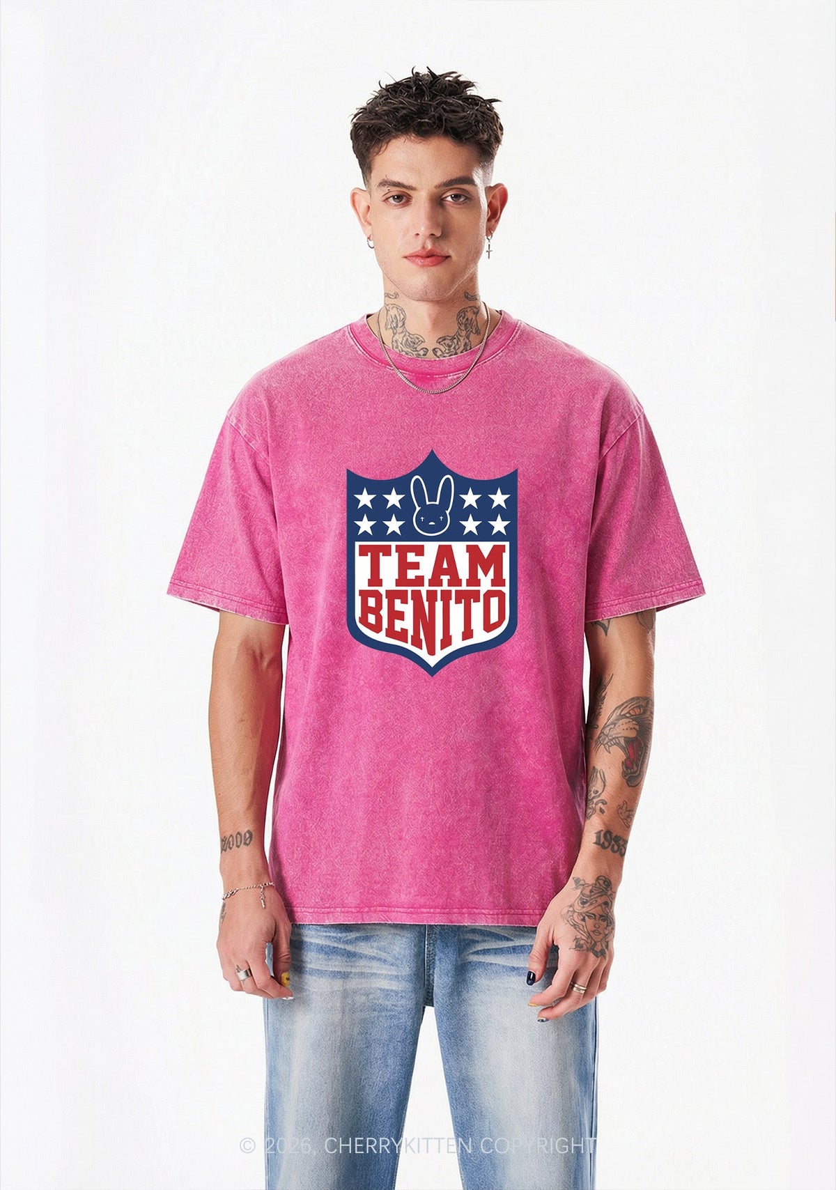Team Bunny Y2K Shirts Washed Tee Cherrykitten