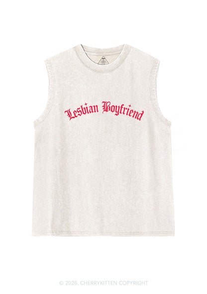 Lesbian Boyfriend Pride Y2K Washed Muscle Tank Cherrykitten