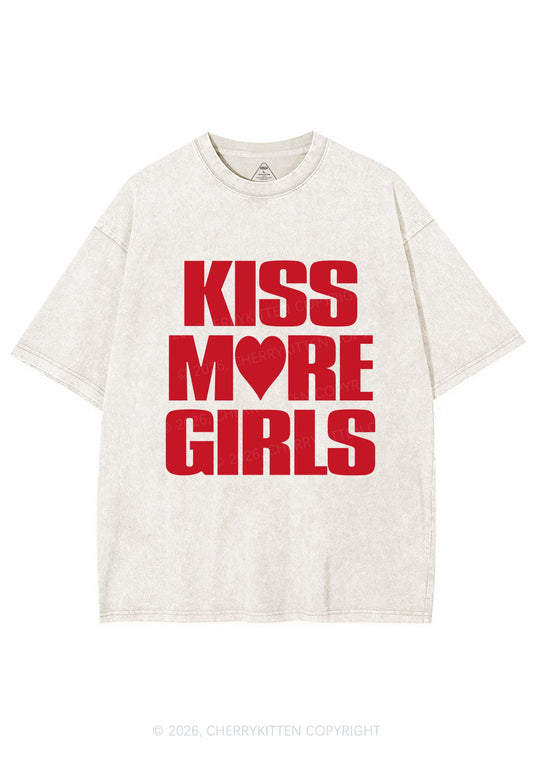 Kiss More Girls Heart Pride Y2K Shirts Washed Tee Cherrykitten