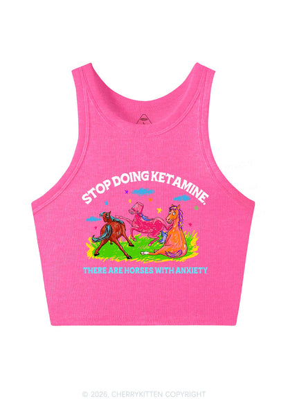 Horses With Anxiety Y2K Crop Tank Top Cherrykitten