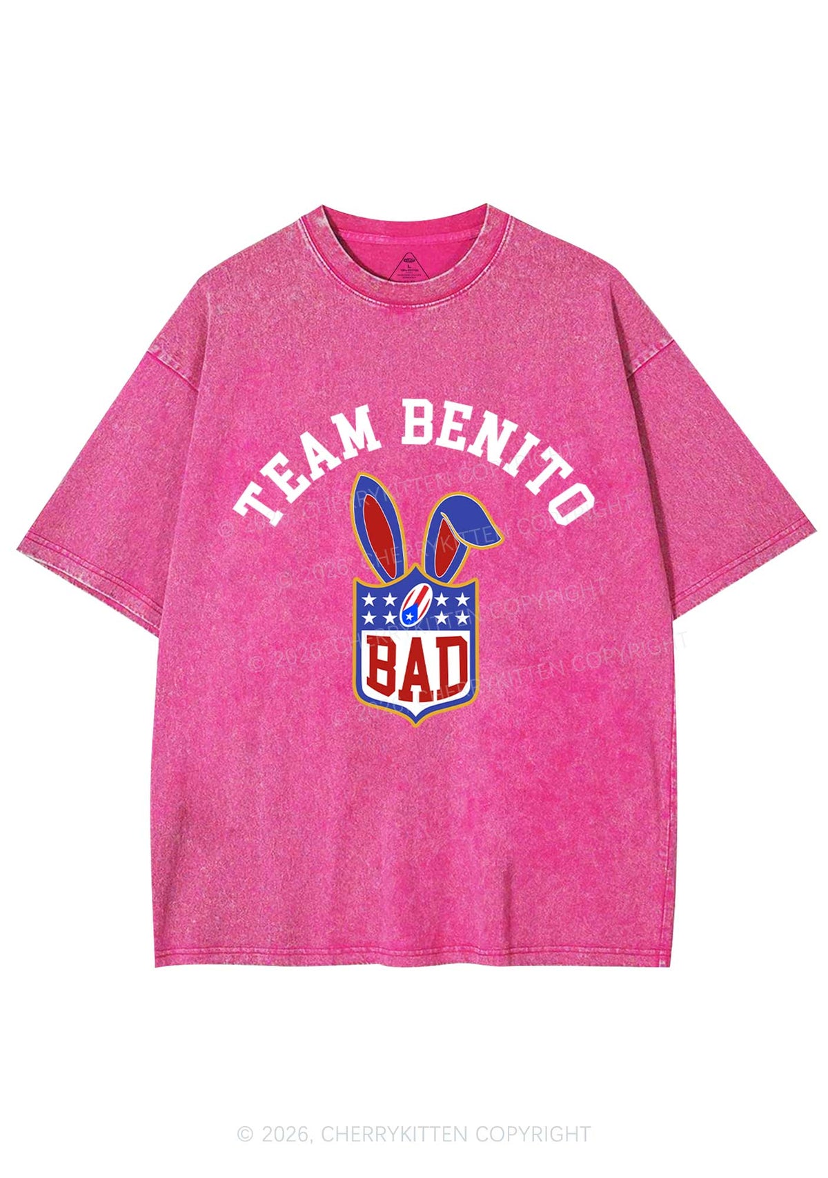 Pink Football Bunny Y2K Shirts Washed Tee Cherrykitten