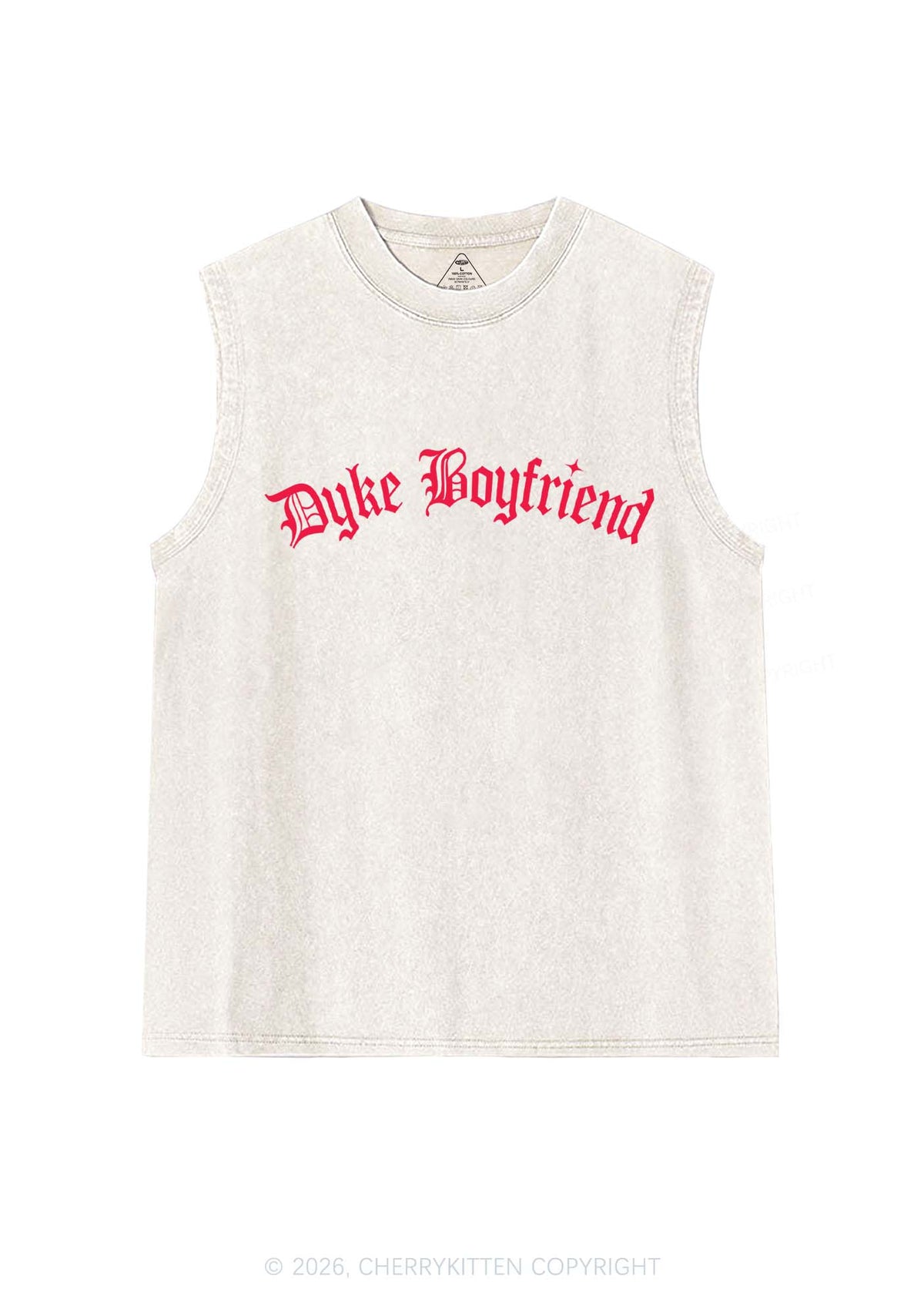 Dyke Boyfriend Pride Y2K Washed Muscle Tank Cherrykitten