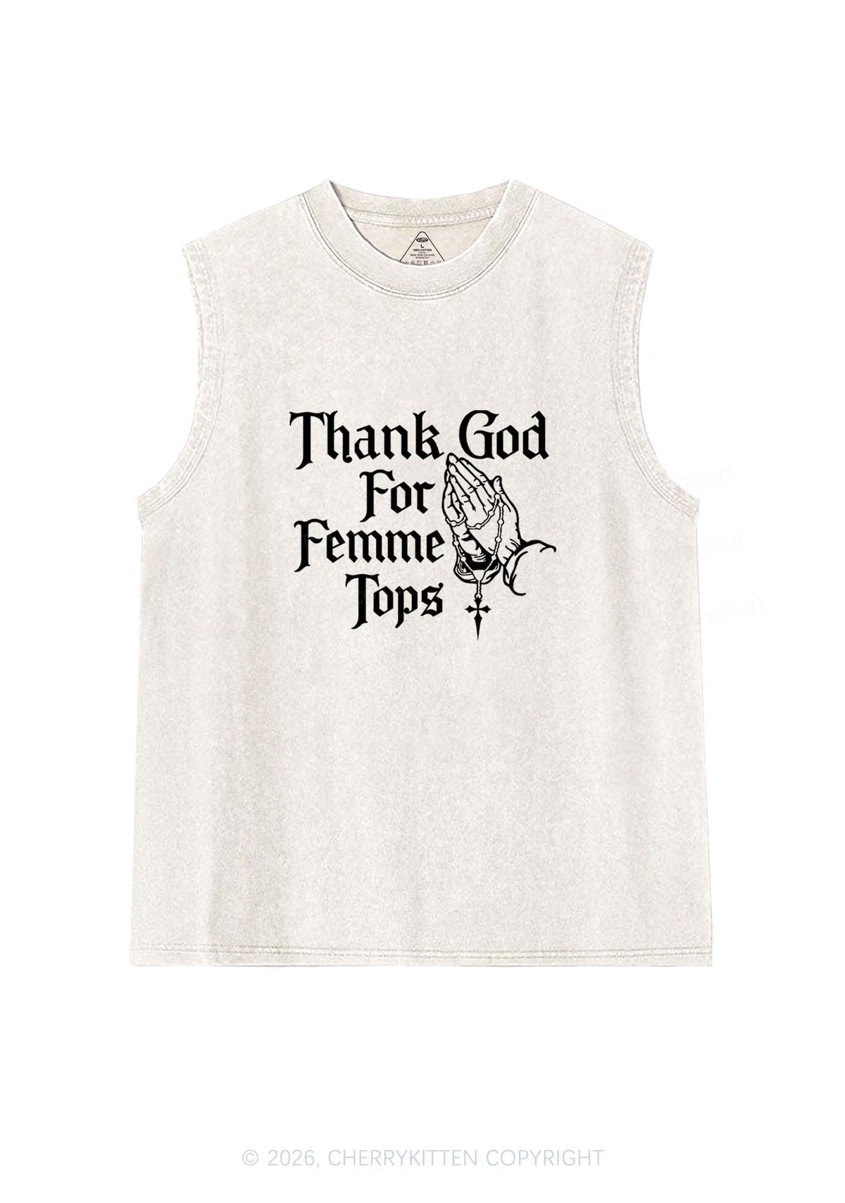 Thank God For Femme Tops Pride Y2K Washed Muscle Tank Cherrykitten