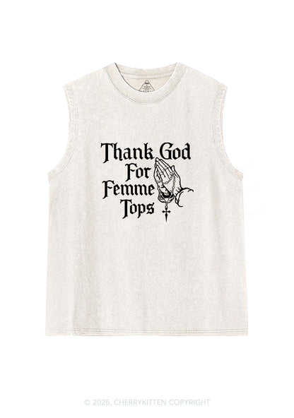 Thank God For Femme Tops Pride Y2K Washed Muscle Tank Cherrykitten