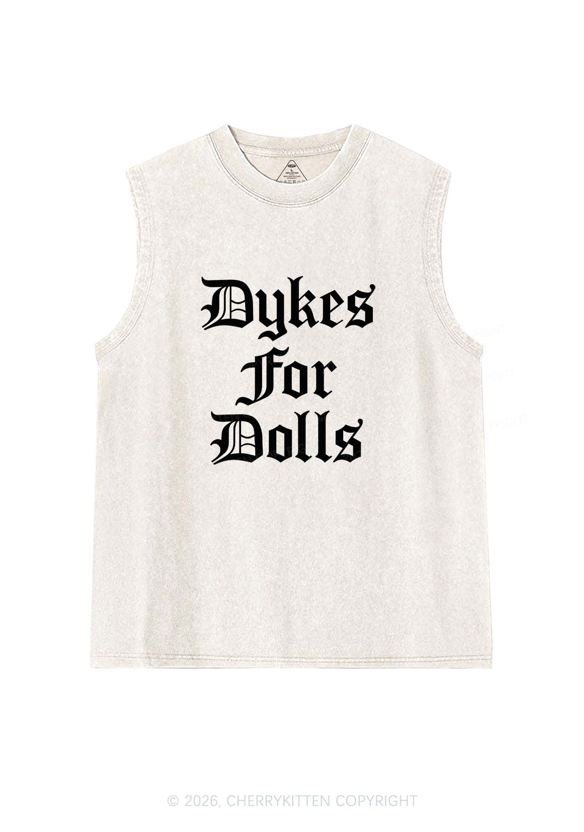 Dykes For Dolls Pride Y2K Washed Muscle Tank Cherrykitten