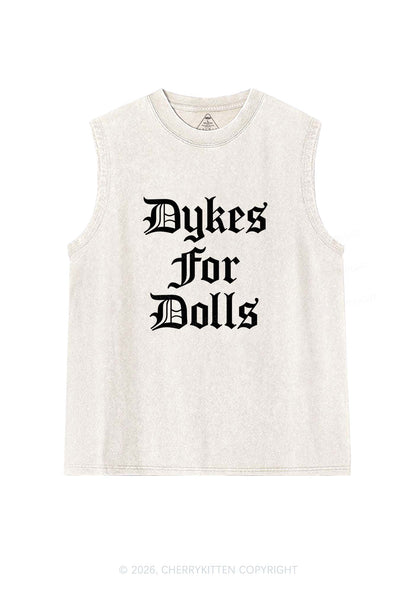 Dykes For Dolls Pride Y2K Washed Muscle Tank Cherrykitten