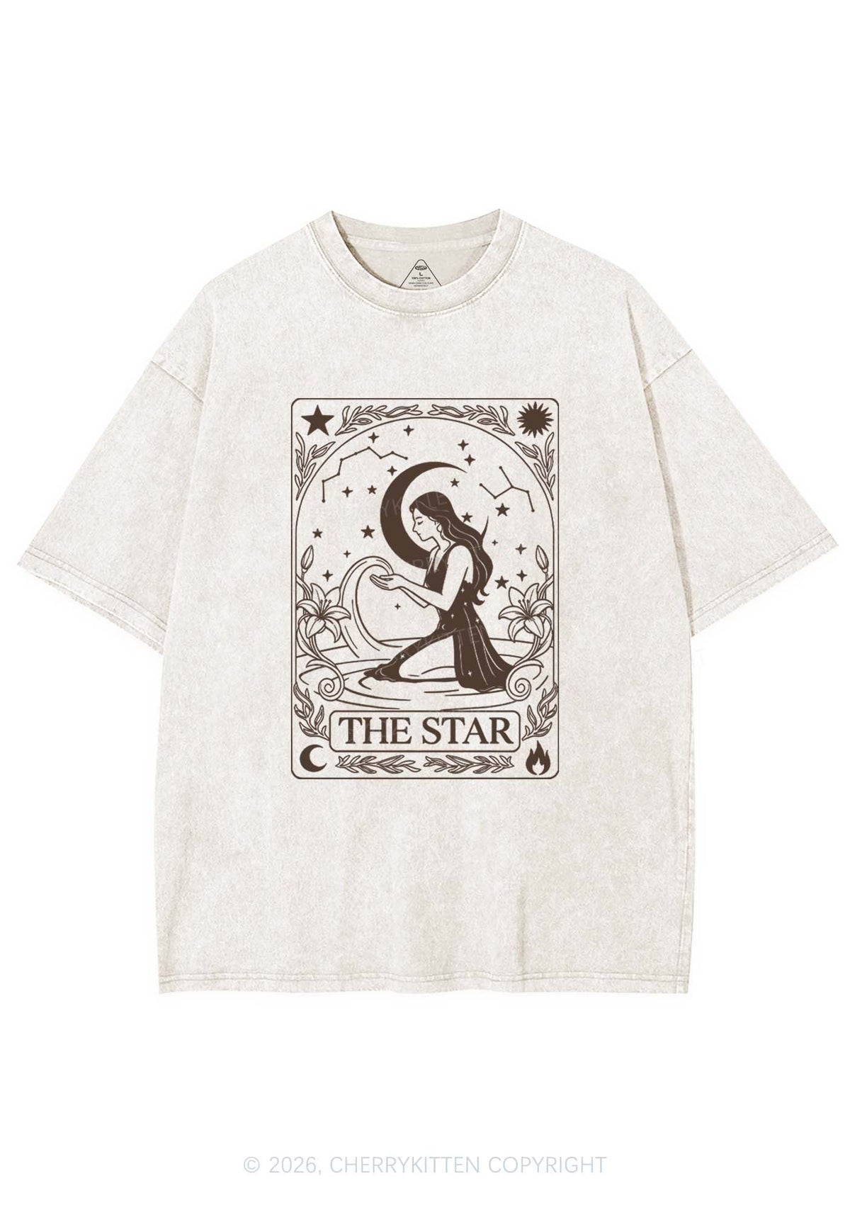 Halloween The Star Kneeling Woman Y2K Shirts Washed Tee Cherrykitten