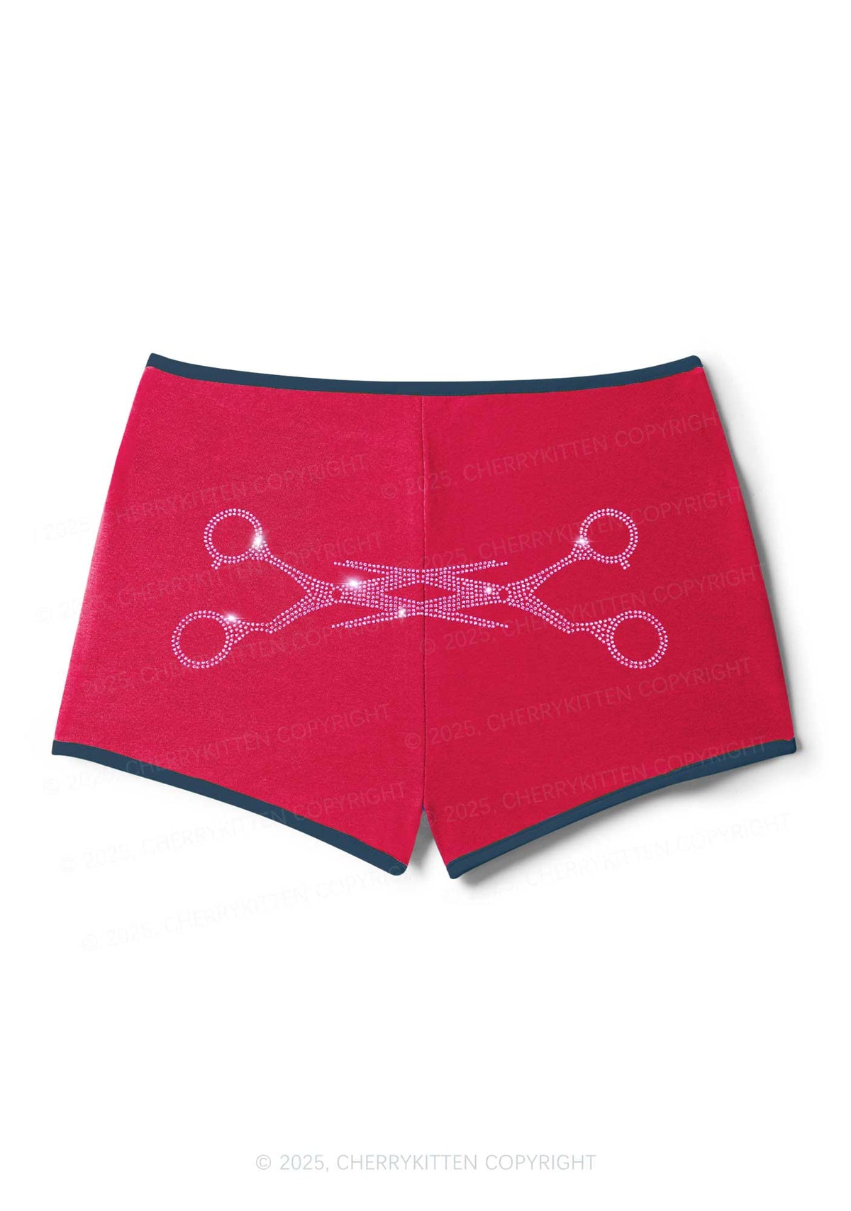 Rhinestone Pink Scissor Pride Y2K Booty Shorts Cherrykitten