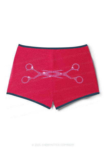 Rhinestone Pink Scissor Pride Y2K Booty Shorts Cherrykitten