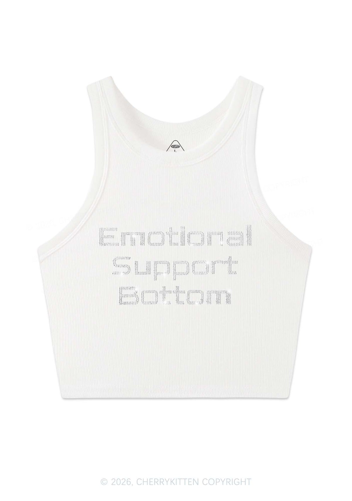 Rhinestone Emotional Support Bottom Pride Y2K Crop Tank Top Cherrykitten