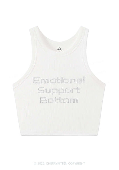 Rhinestone Emotional Support Bottom Pride Y2K Crop Tank Top Cherrykitten