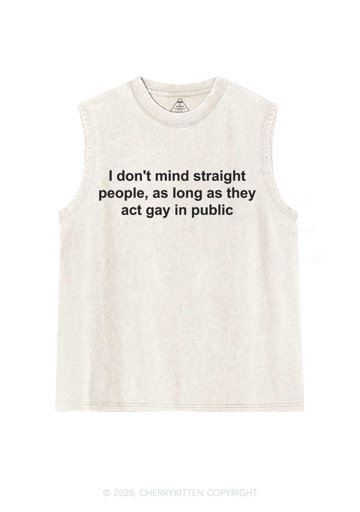 Act Gay In Public Pride Y2K Washed Muscle Tank Cherrykitten