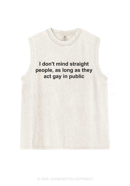 Act Gay In Public Pride Y2K Washed Muscle Tank Cherrykitten