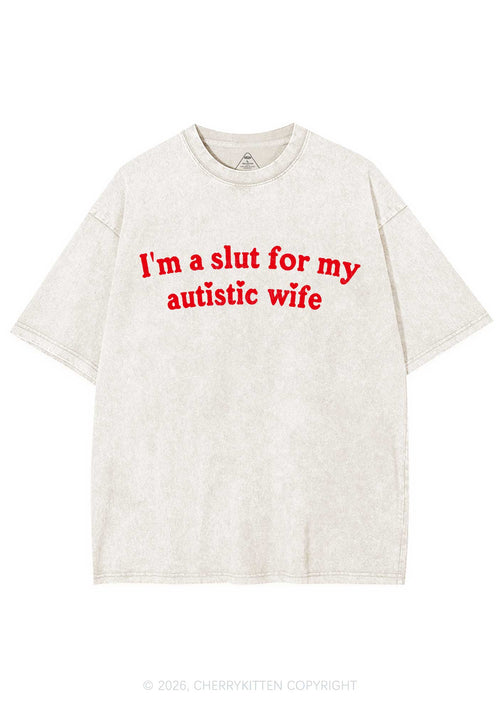 Slxt For My Autistic Wife Y2K Shirts Washed Tee Cherrykitten