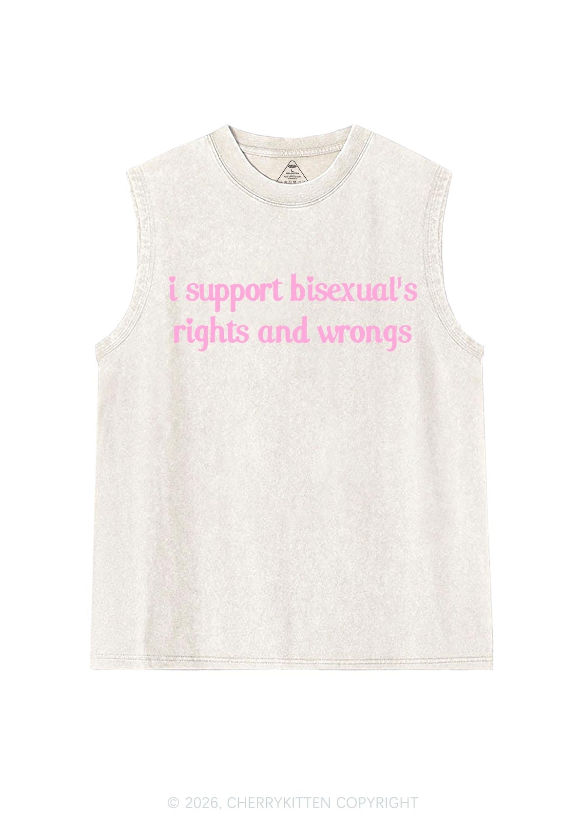 I Support Bisexuals Pride Y2K Washed Muscle Tank Cherrykitten