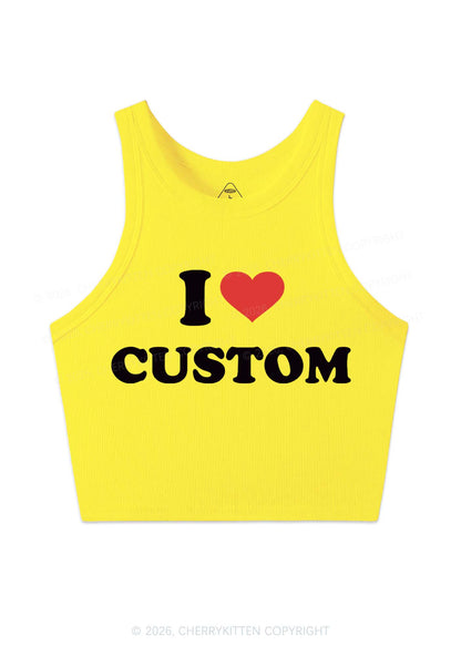 I Love Custom Personalized Y2K Crop Tank Top Cherrykitten