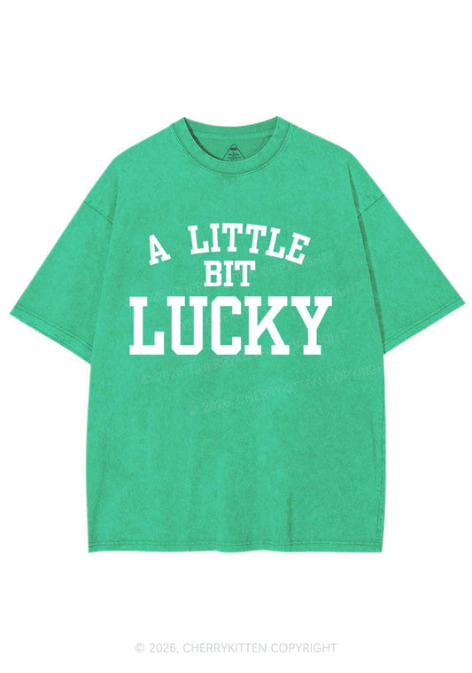 A Little Bit Lucky St Patricks Y2K Shirts Washed Tee Cherrykitten