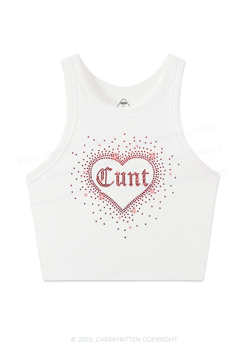 Rhinestone Love Cxxt Y2K Crop Tank Top Cherrykitten