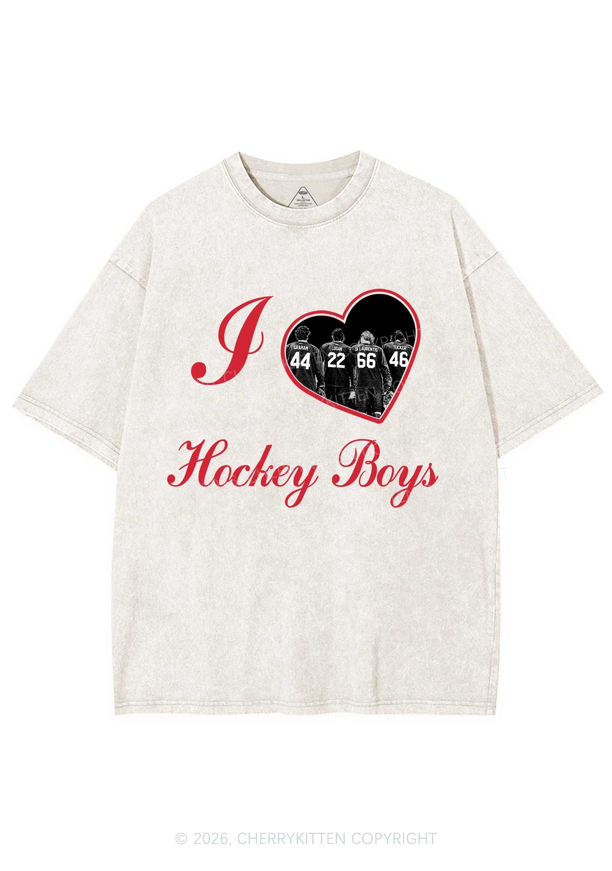 I Love Four Hockey Boys Y2K Shirts Washed Tee Cherrykitten