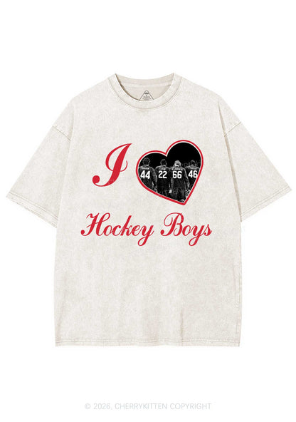 I Love Four Hockey Boys Y2K Shirts Washed Tee Cherrykitten